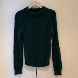 Aqua Emerald Fuzzy Turtleneck Sweater